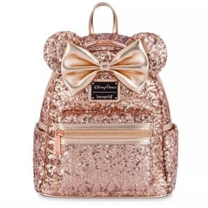 Loungefly Disney Parks Rose Gold Sequin Backpack